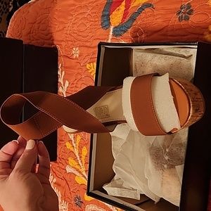 Brown Studded Cork Wedges